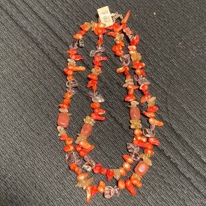Red and Clear Beaded Necklace